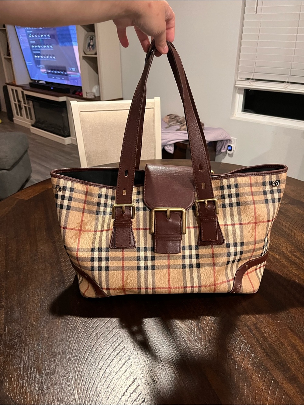 Burberry Haymarket Check buckle shoulder bag